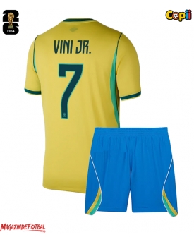 Brazilia Vinicius Junior #7 Echipament de Fotbal Replică Mondial 2026 Copii Acasa (+ Șorturi)
